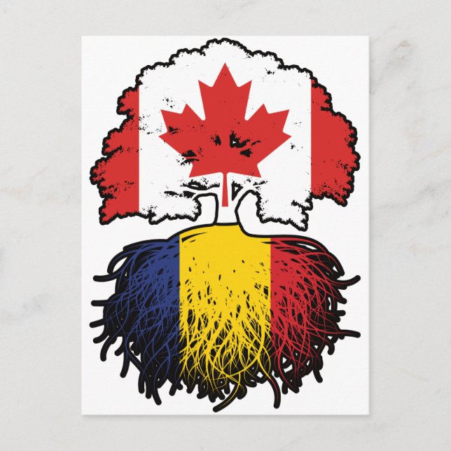 Romania Romanian Canadian Canada Tree Roots Flag Postcard (Front)