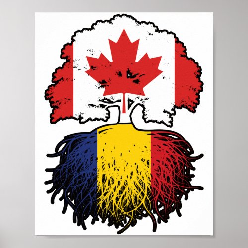 Romania Romanian Canadian Canada Tree Roots Flag Poster