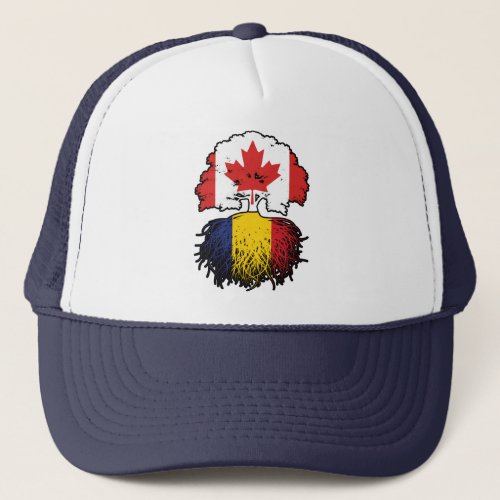 Romania Romanian Canadian Canada Tree Roots Flag Trucker Hat