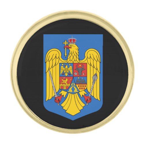 Romania  Romanian Coat of Arms Flag  business Gold Finish Lapel Pin