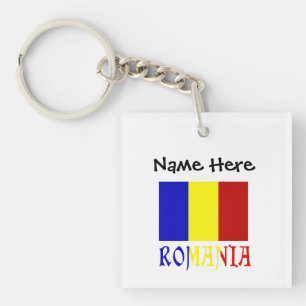 Romania Romanian Flag Black Personalization Keychain