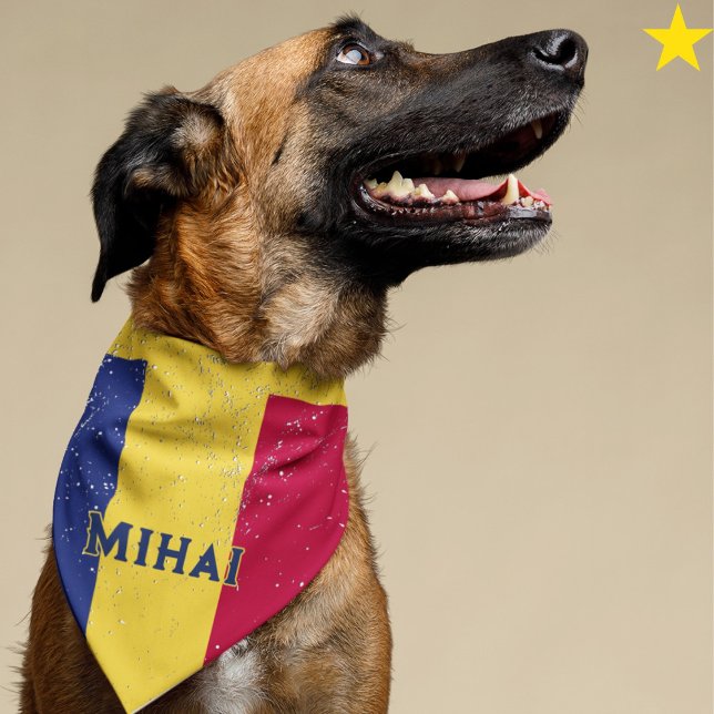 Romania Romanian Flag Custom Name Pet Bandana (Creator Uploaded)
