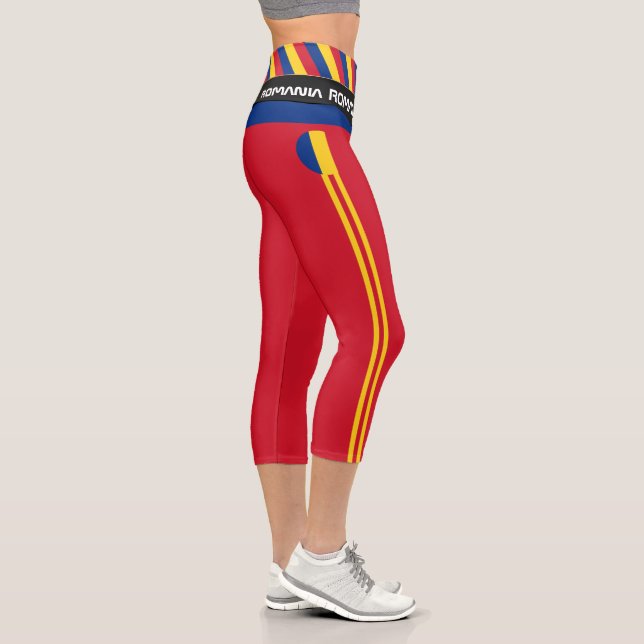 Romania & Romanian Flag fashion, Fitness, Sports  Capri Leggings (Right)