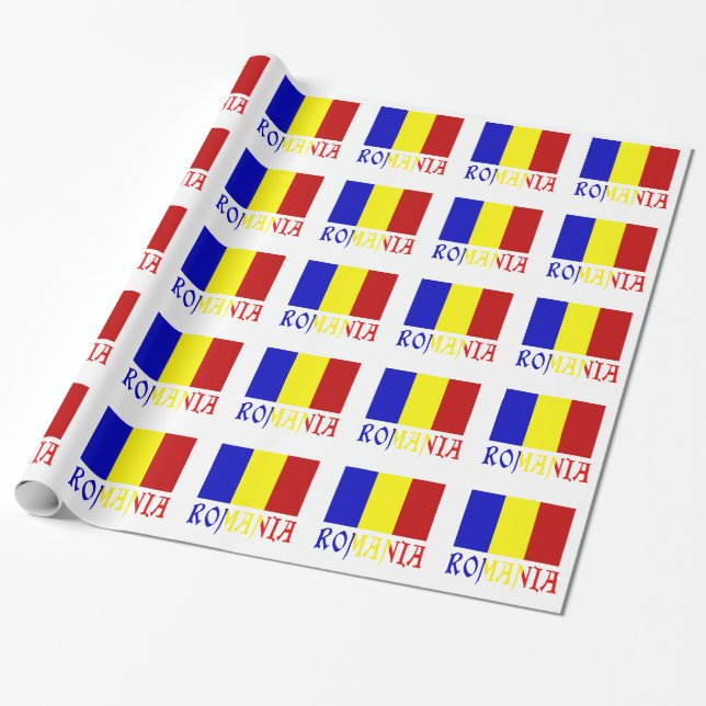 Romania Romanian Flag Gift Wrapping Paper (Unrolled)