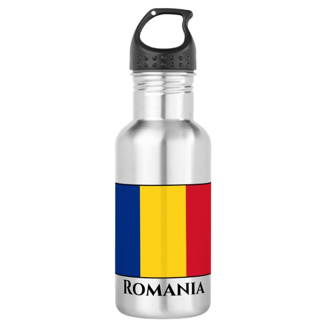 Romania (Romanian) Flag Stainless Steel Water Bottle (Front)