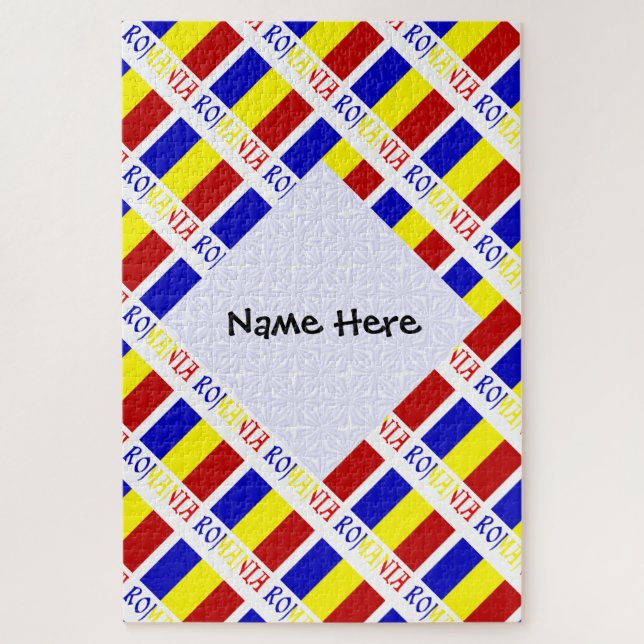 Romania Romanian Flag Titled Black Personalization Jigsaw Puzzle (Vertical)