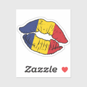 Romania Romanian Lipstick Love Flag Sticker