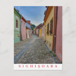 Romania Sighisoara Old Town street view postcard