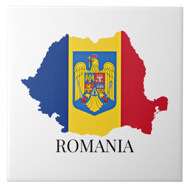 Romania Silhouette, labeled, Ceramic Tile (Front)
