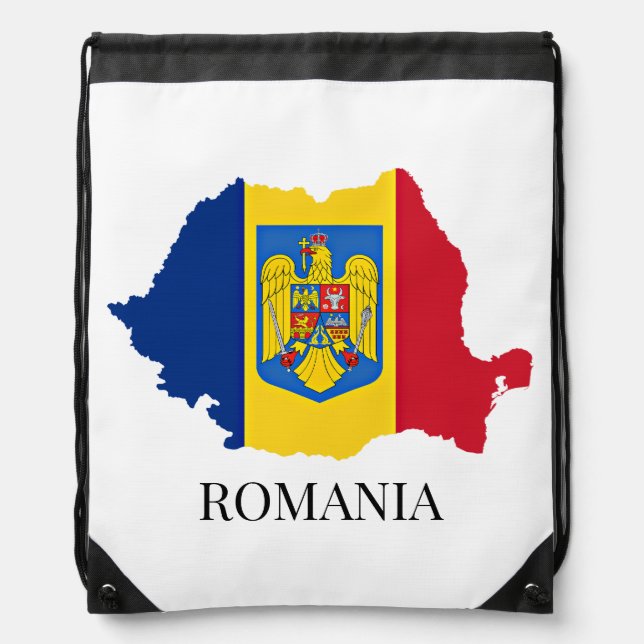 Romania Silhouette labeled Drawstring Bag (Front)