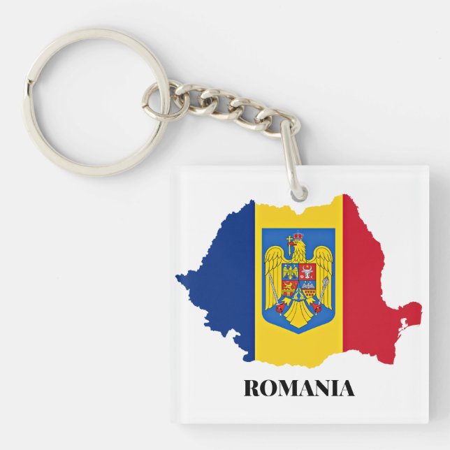 Romania Silhouette, labeled, Keychain (Front)