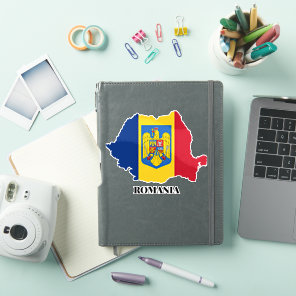 Romania Silhouette, labeled, Sticker