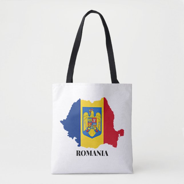 Romania Silhouette, labeled, Tote Bag (Front)