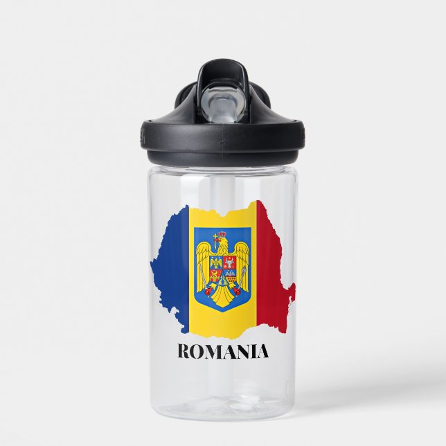 Romania Silhouette, labeled, Water Bottle (Front)