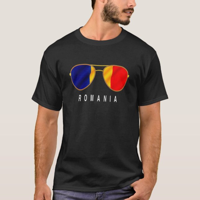 Romania Sunglasses Romania Flag Romanian T-Shirt (Front)