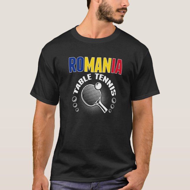 Romania Table Tennis  Support Romanian Ping Pong T T-Shirt (Front)
