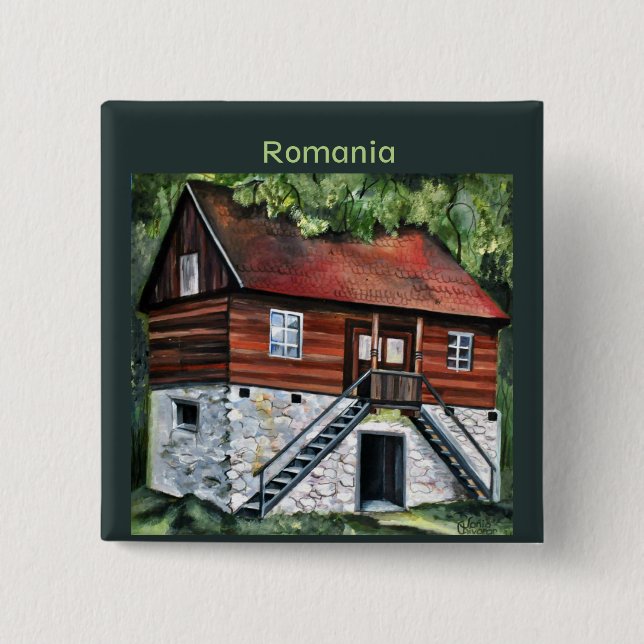 Romania - Traditional Transylvanian House Button (Front)