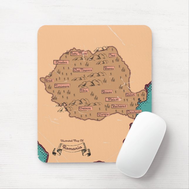 Romania Vintage Counties Map Mouse Pad (With Mouse)