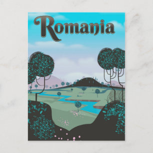 Romania Vintage landscape travel poster Postcard