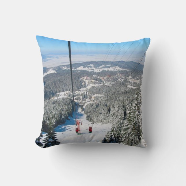 Romania, Winter sports in Piana Brasov Throw Pillow (Front)
