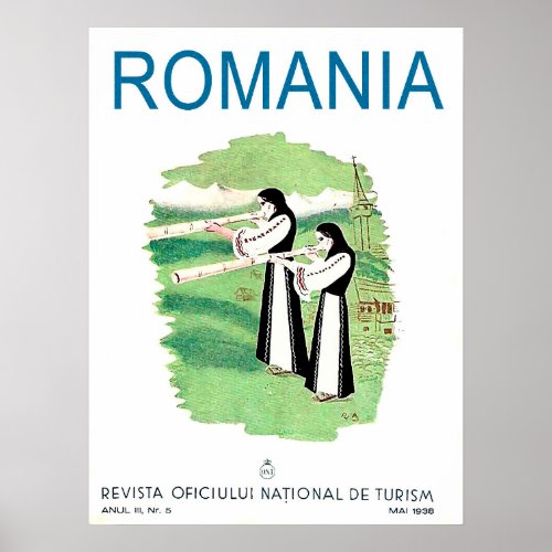 Romania women with traditional music instruments poster