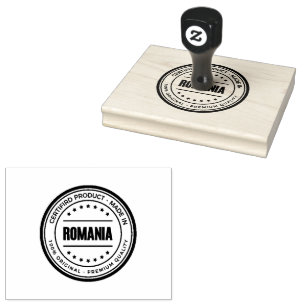 ROMANIA Words text Printed Smooth Wooden Handle  Rubber Stamp