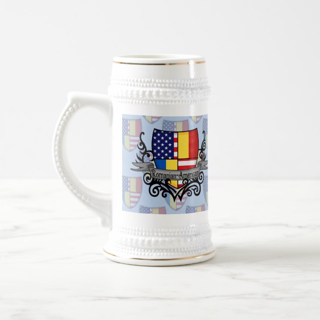 Romanian-American Shield Flag Beer Stein (Left)