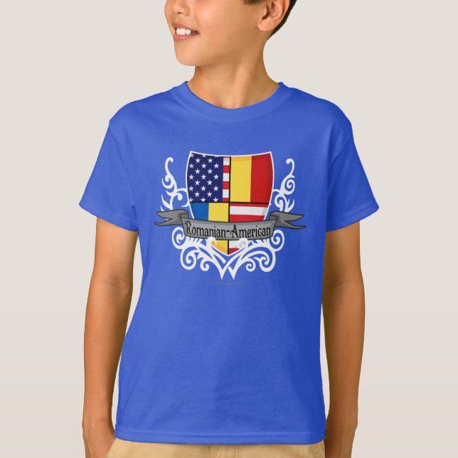 Romanian-American Shield Flag T-Shirt (Front)