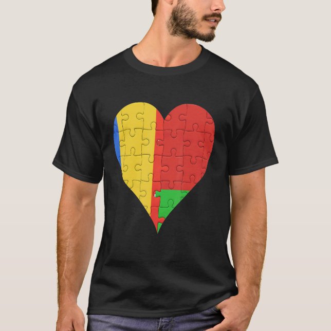 Romanian Belarusian Flag Heart T-Shirt (Front)