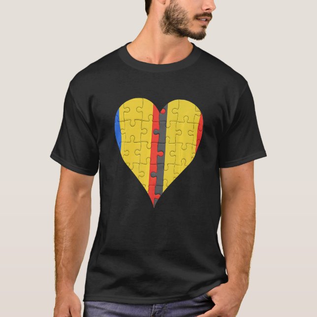 Romanian Belgian Flag Heart   T-Shirt (Front)
