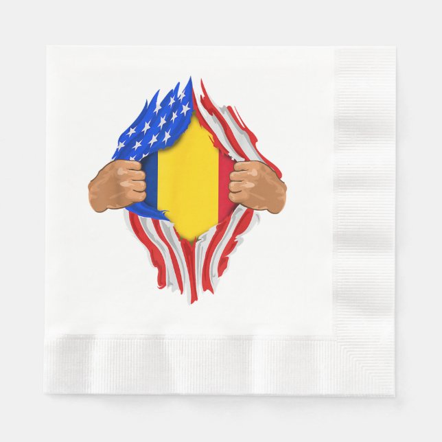 Romanian Blood Inside Me T-Shirt  Romania Flag Napkins (Front)