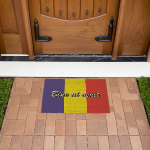 Romanian flag coco coir fiber doormat print