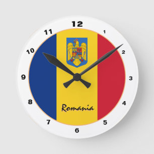 Romanian Flag & Romania trendy Home / design Round Clock