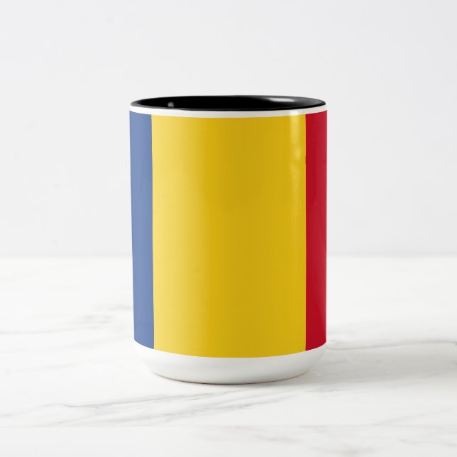Romanian Flag (Romania) Two-Tone Coffee Mug (Center)
