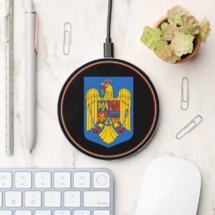 Romanian Flag Wireless charger, Romania Emblem Charger