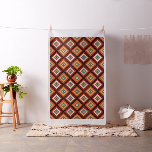 Romanian Folk Art Decorative Pattern Fabric