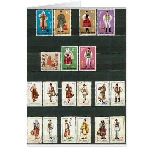 Romanian folk costumes 2 cards (Front)