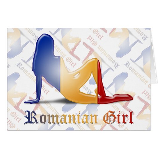 Romanian Girl Silhouette Flag Cards (Front Horizontal)
