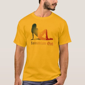 Romanian Girl Silhouette Flag T-shirt by representshop at Zazzle