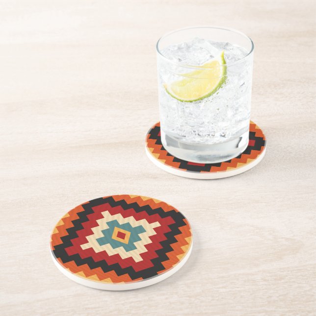 Romanian Motifs Drink Coaster (Side)