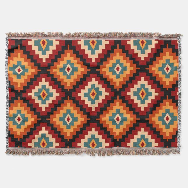 Romanian Motifs Throw Blanket (Front)