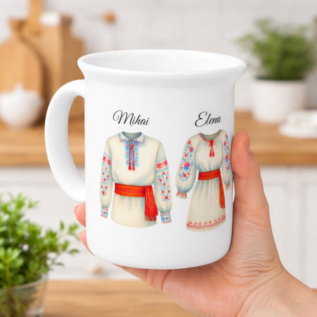 Romanian Roots Folk Costume Traditional Attire Beverage Pitcher (Creator Uploaded)