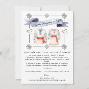 Romanian Roots Folk Costume Traditional Attire Invitation