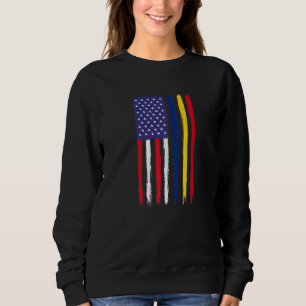 Romanian Roots Half American Flag Patriotic Romani Sweatshirt
