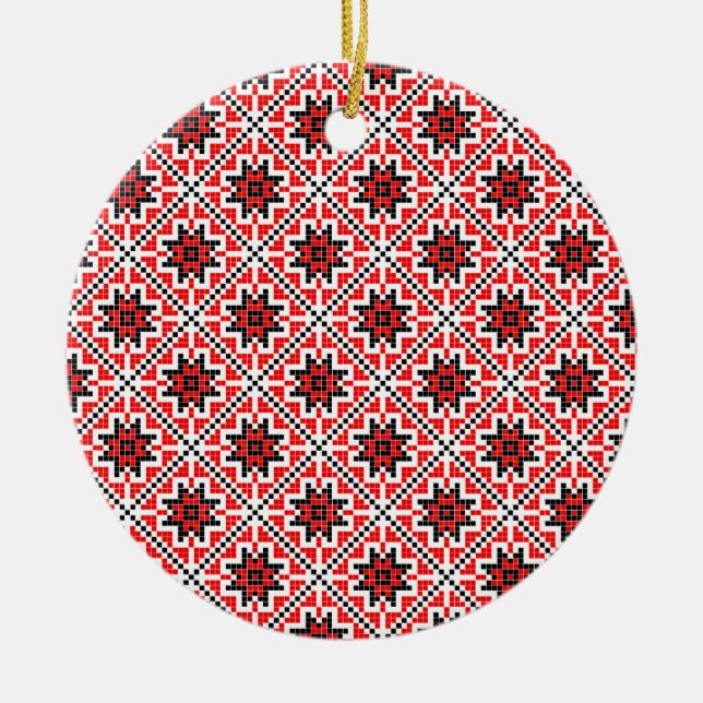 romanian traditional ethnic costume motif seamless ceramic ornament (Front)