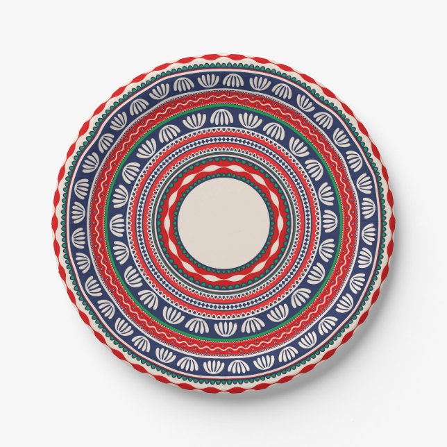 Romanian traditional pattern paper plates (Front)
