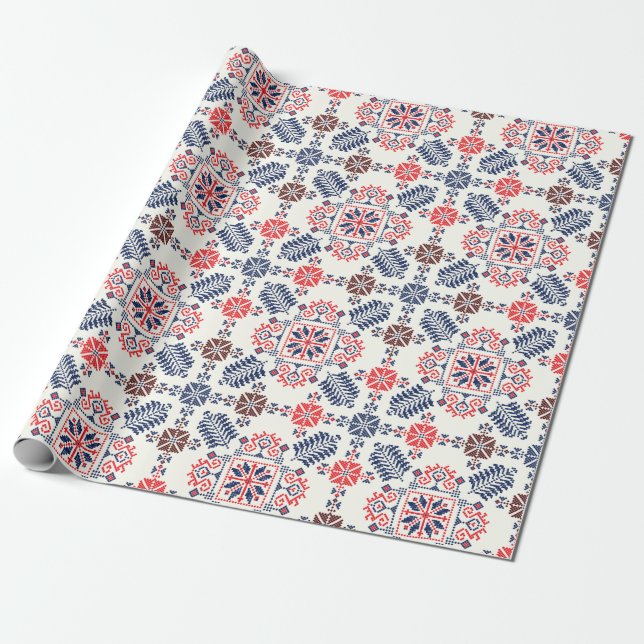 Romanian traditional pattern wrapping paper (Unrolled)