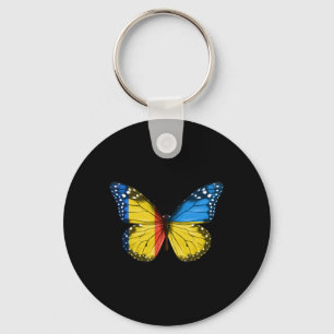 Romanian Ukrainian Flag Butterfly Romania Ukraine Keychain