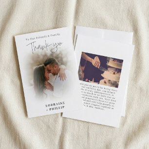 Romanic couple photo gradient effect wedding thank you card