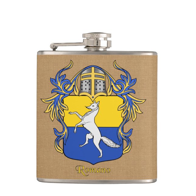 Romano Heraldic Shield with Helm and Mantle Flask (Front)